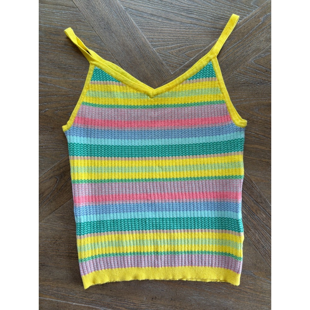 Eyeshadow V Neck Tank Top‎ Spaghetti Straps Colorful Summer Large